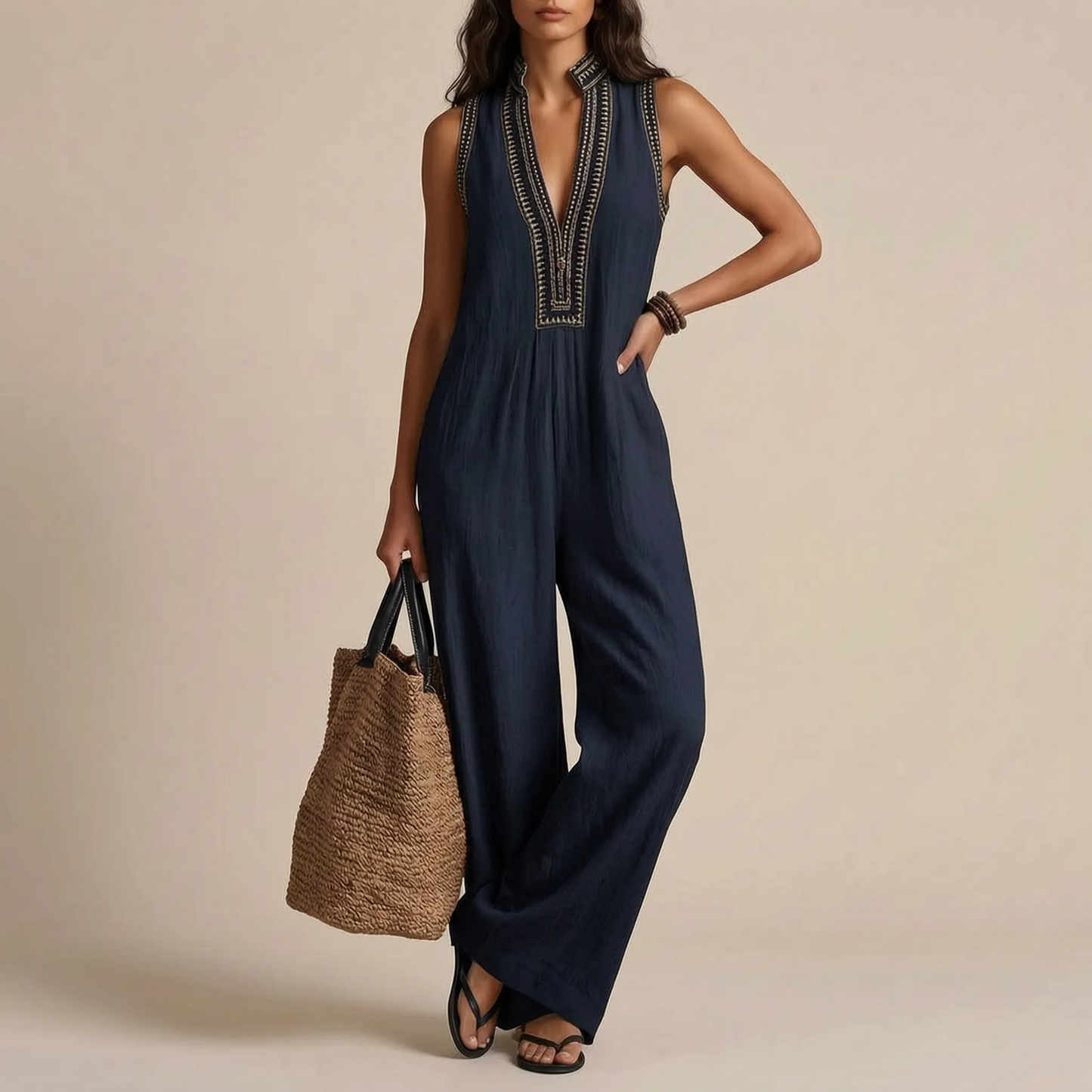 Breezia | Ärmelloser Weiter Sommer-Jumpsuit
