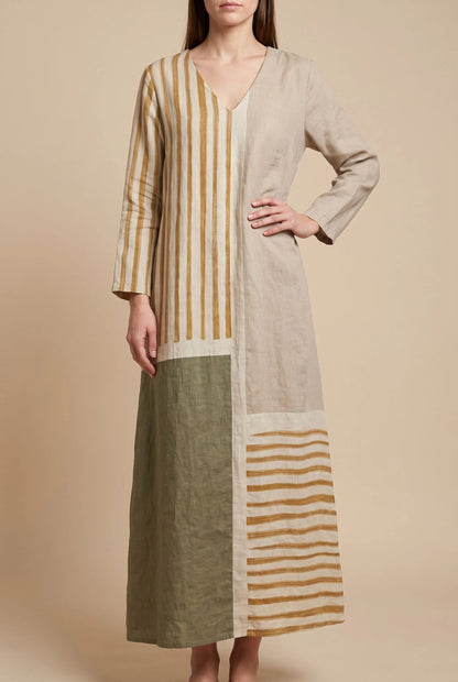 Brisa | Legeres Maxikleid Mit Grafischem Streifenmuster