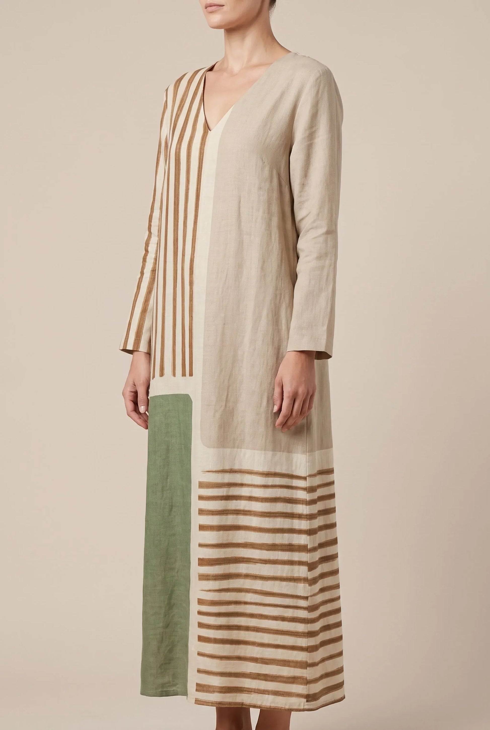 Brisa | Legeres Maxikleid Mit Grafischem Streifenmuster