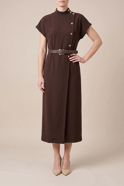 Brunova | Elegantes Braunes Midikleid Im Retro-Stil