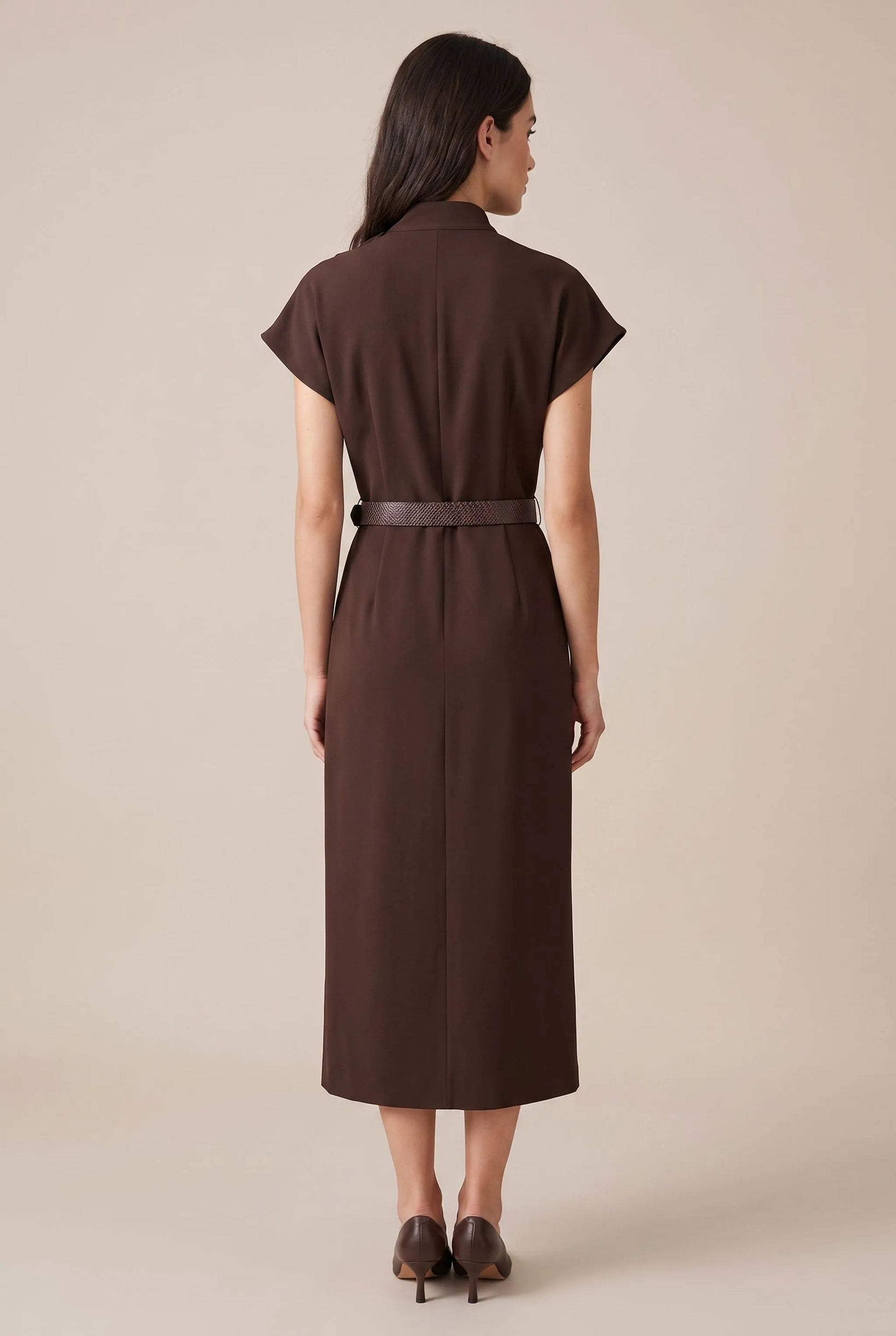 Brunova | Elegantes Braunes Midikleid Im Retro-Stil