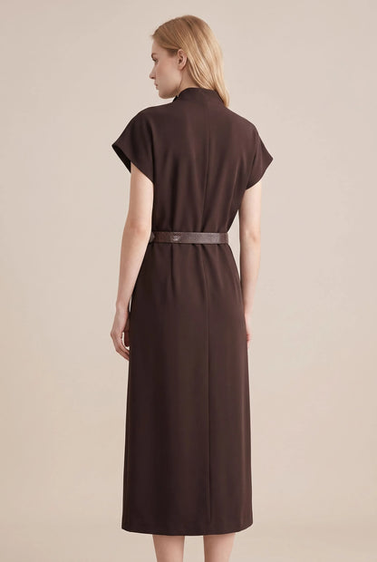 Brunova | Elegantes Braunes Midikleid Im Retro-Stil
