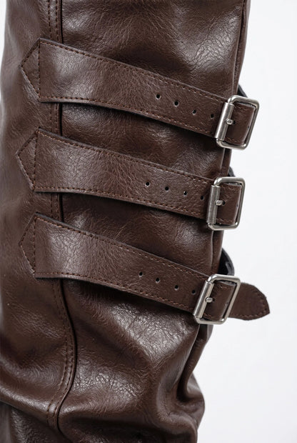Bucklite | Geraffte Plateau Stiefel
