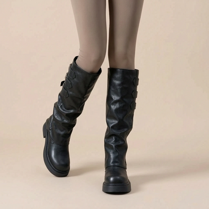 Bucklite | Geraffte Plateau Stiefel