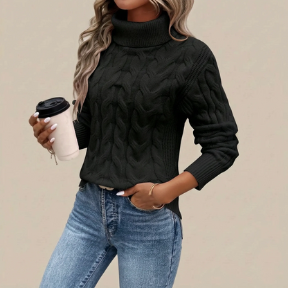 CableKnit | Locker Geschnittener Zopfmusterpullover