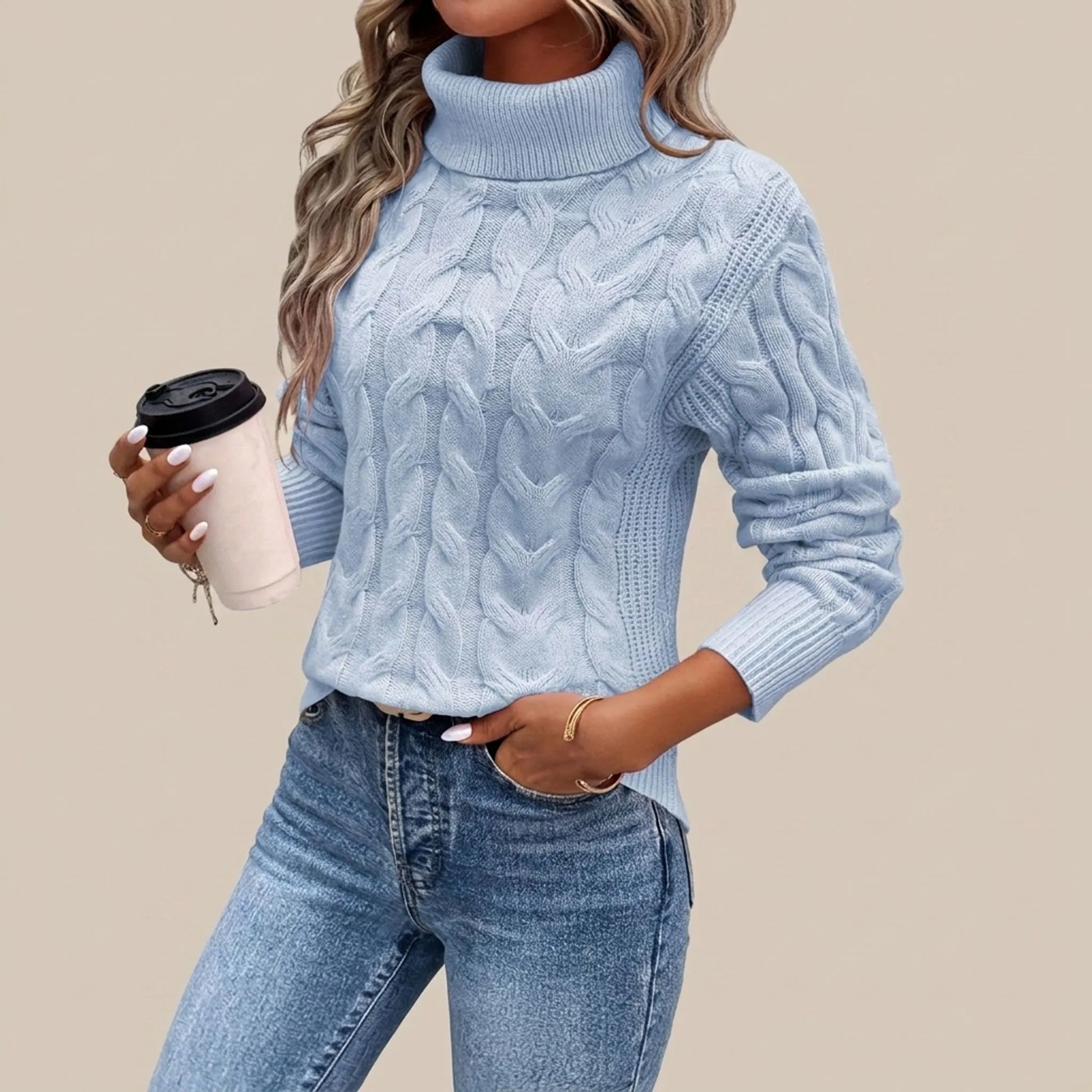 CableKnit | Locker Geschnittener Zopfmusterpullover