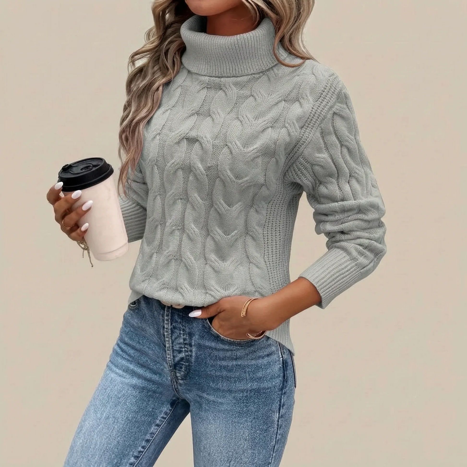CableKnit | Locker Geschnittener Zopfmusterpullover