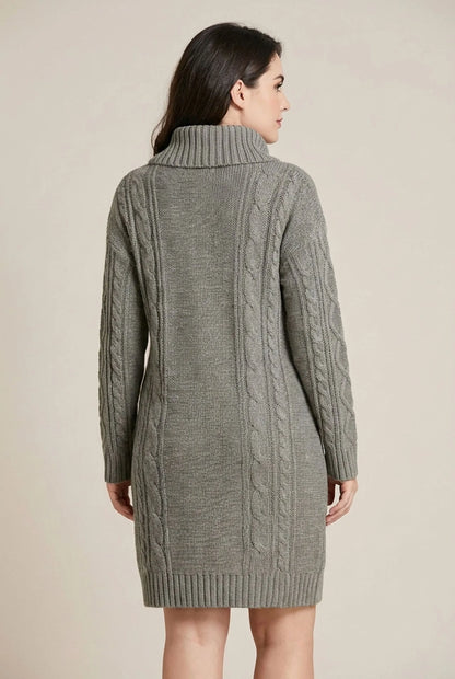 CableLoom | Kuscheliges Zopfmuster Rollkragen Strickkleid