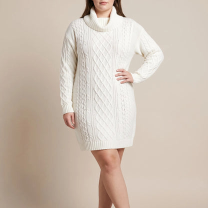 CableLoom | Kuscheliges Zopfmuster Rollkragen Strickkleid