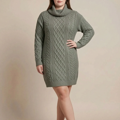 CableLoom | Kuscheliges Zopfmuster Rollkragen Strickkleid