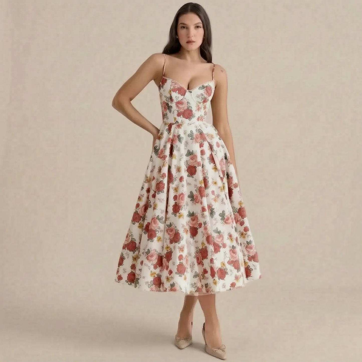 Caelis | Elegantes Midikleid Mit Korsettdetails