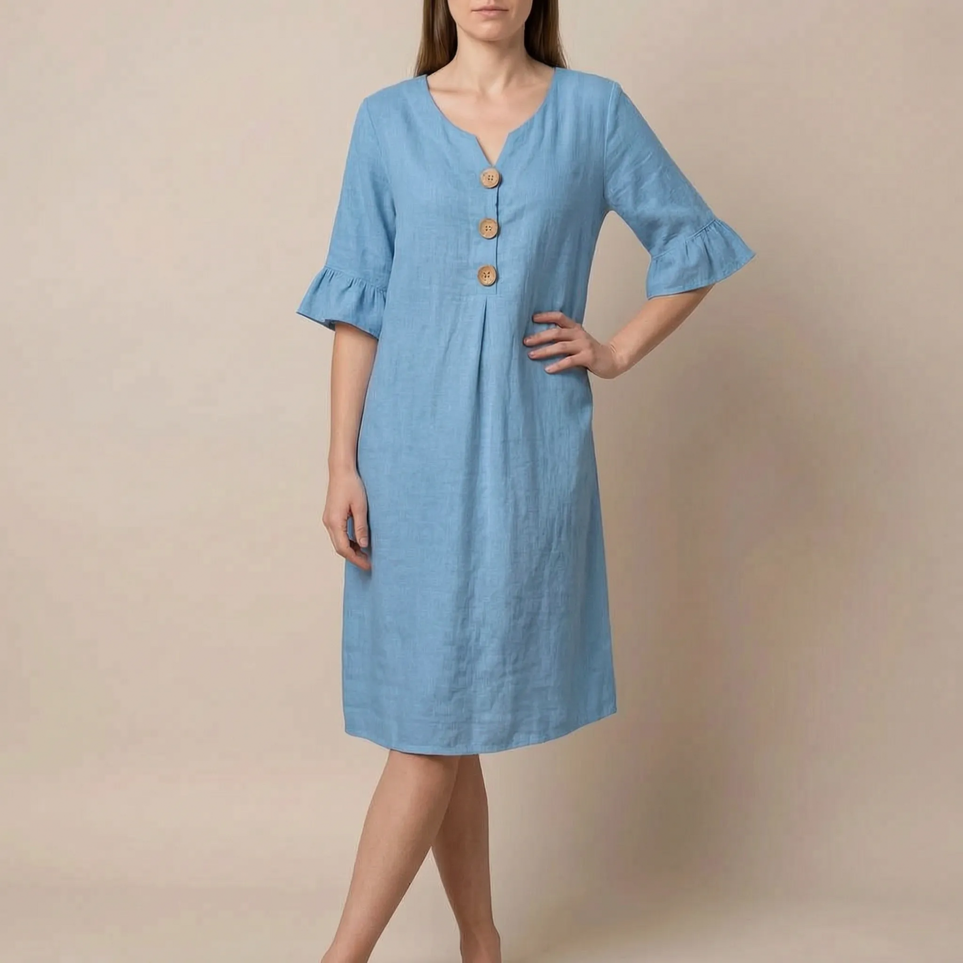 Caleo | Elegantes Sommerkleid Mit V-Ausschnitt