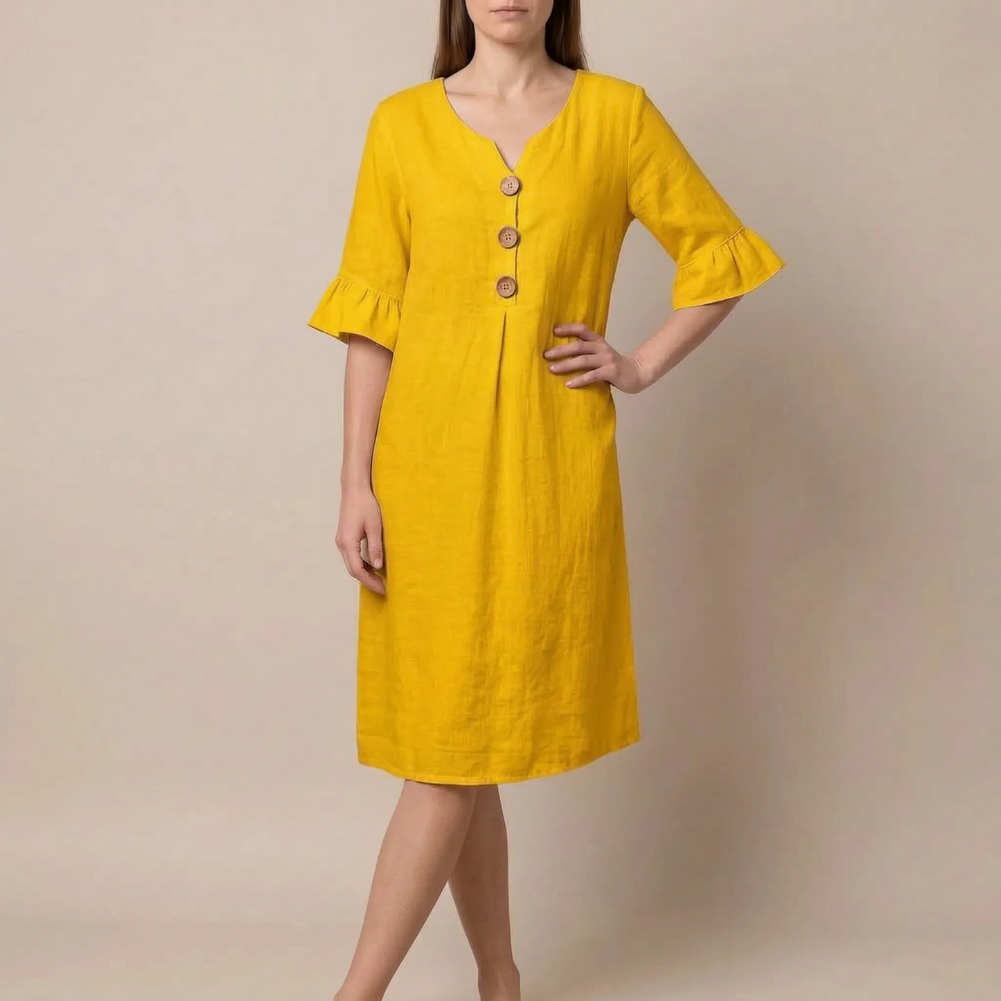 Caleo | Elegantes Sommerkleid Mit V-Ausschnitt