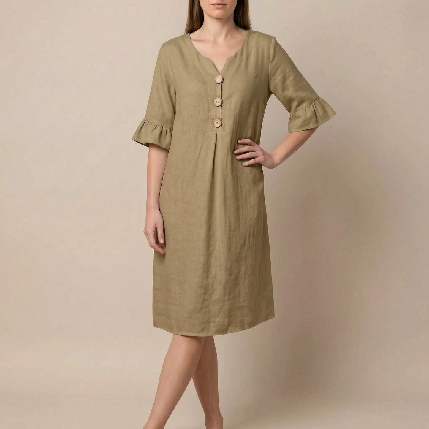Caleo | Elegantes Sommerkleid Mit V-Ausschnitt