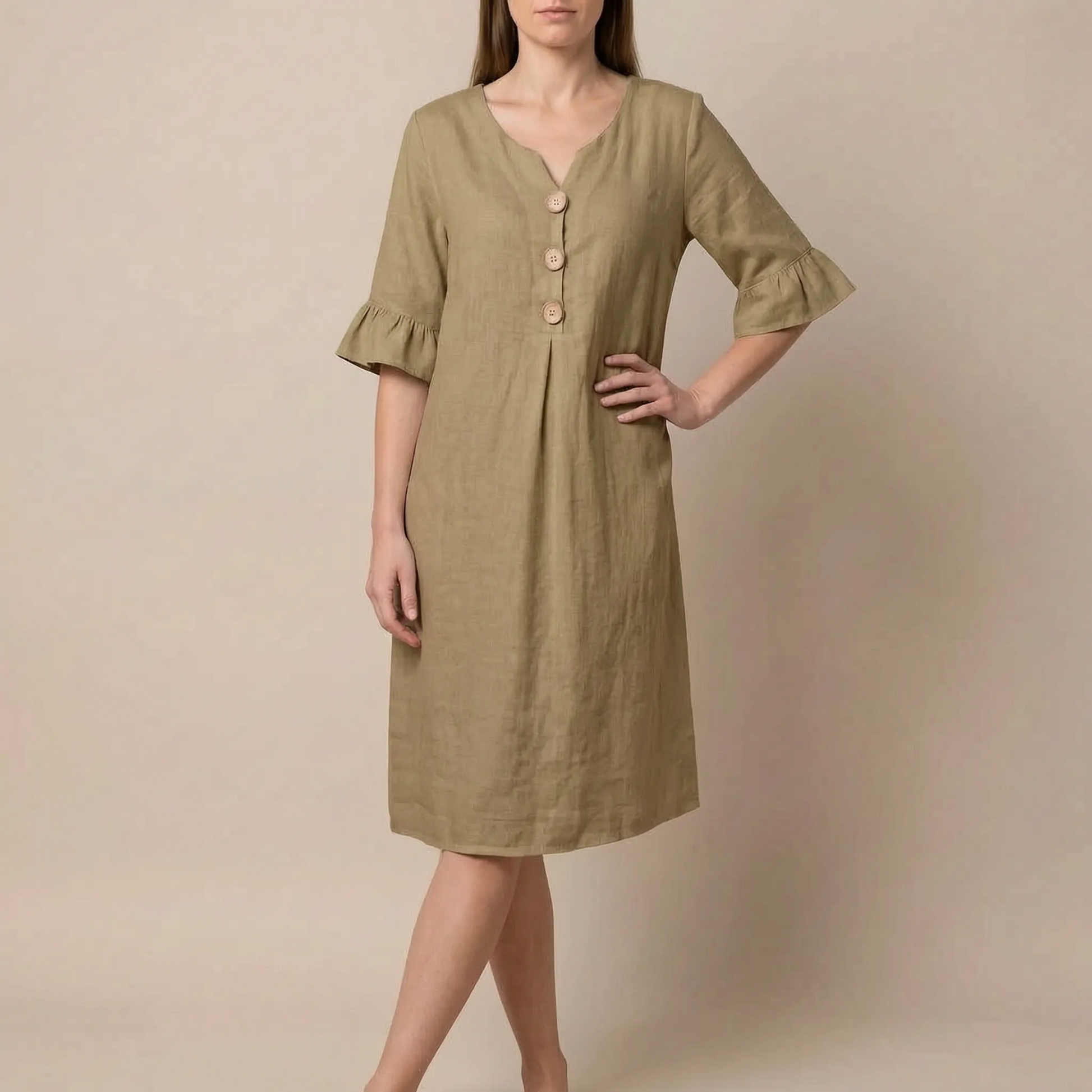 Caleo | Elegantes Sommerkleid Mit V-Ausschnitt