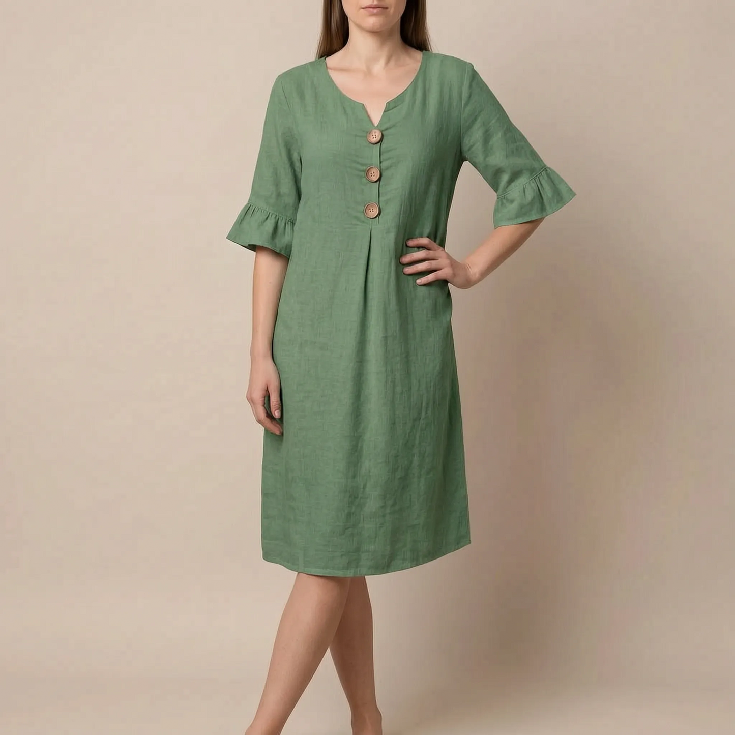 Caleo | Elegantes Sommerkleid Mit V-Ausschnitt
