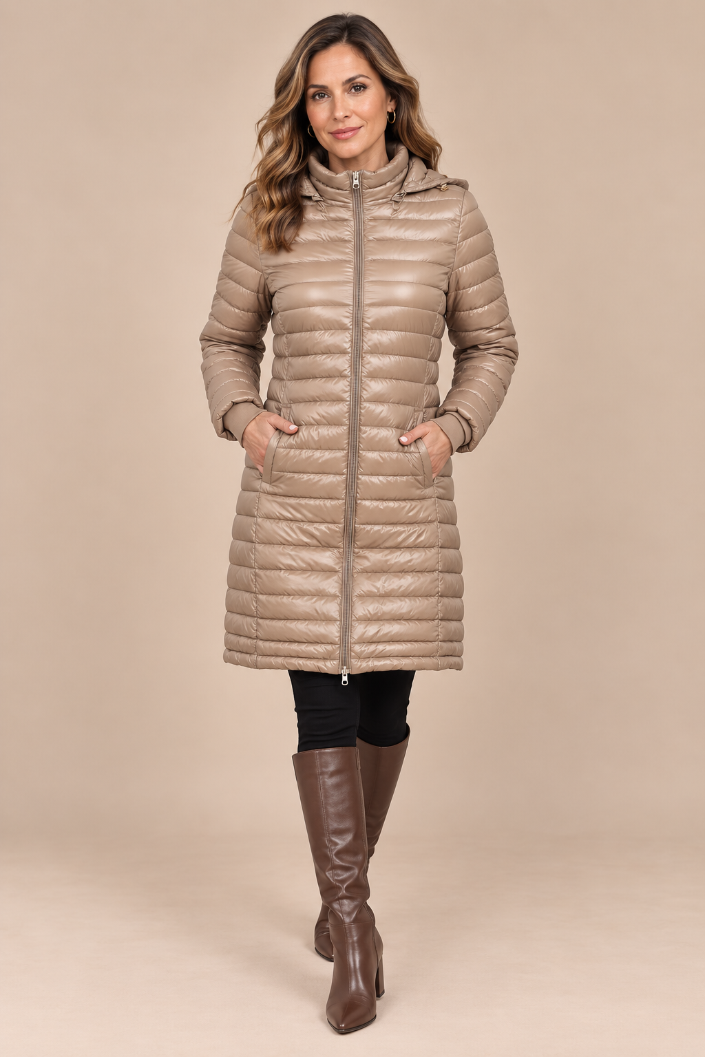 Calista | Steppjacke Damen mit Kapuze und langem Schnitt