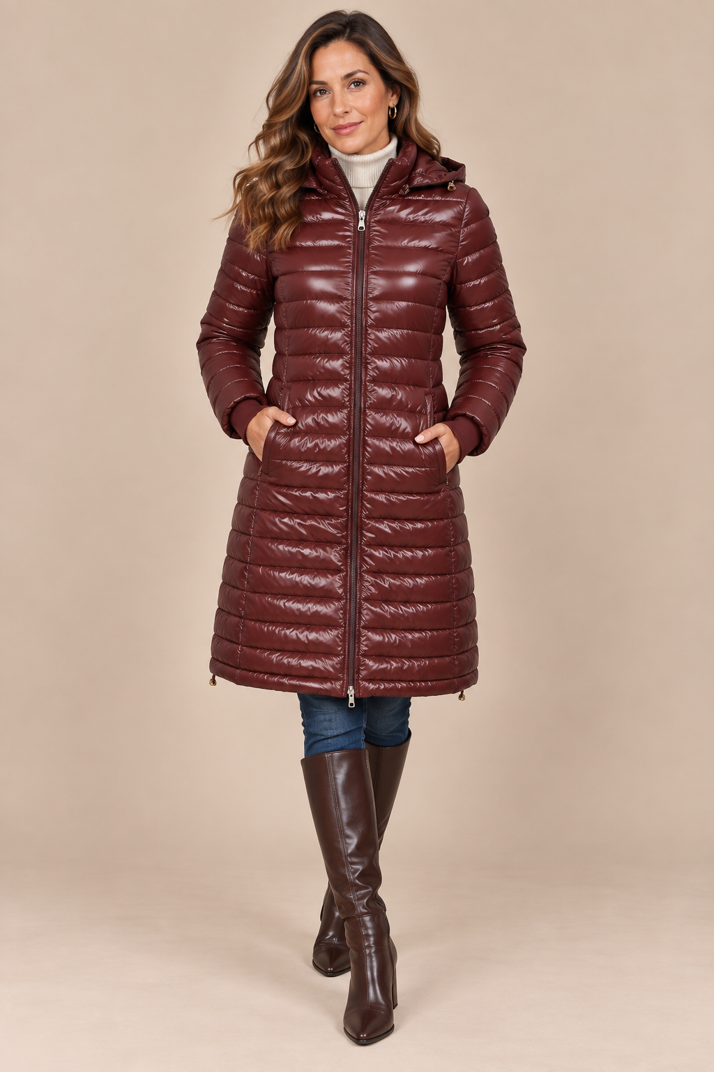 Calista | Steppjacke Damen mit Kapuze und langem Schnitt