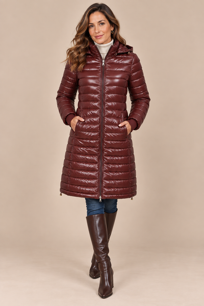 Calista | Steppjacke Damen mit Kapuze und langem Schnitt