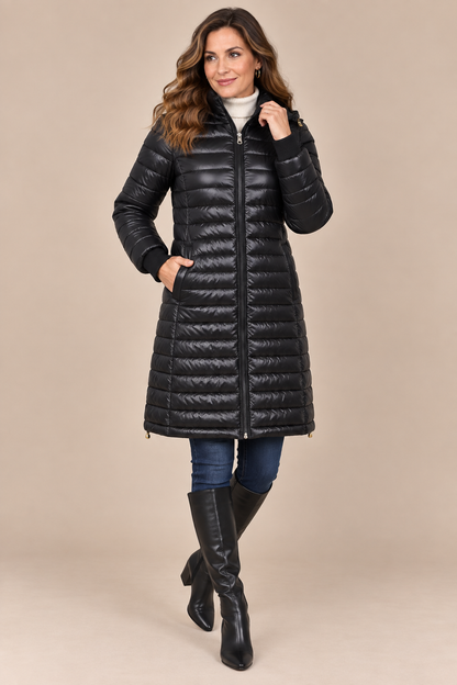 Calista | Steppjacke Damen mit Kapuze und langem Schnitt
