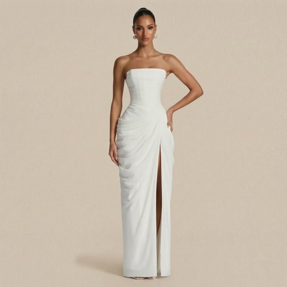Caluva | Schulterfreies Bodenlanges Abendkleid Mit Schlitz