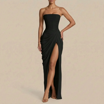 Caluva | Schulterfreies Bodenlanges Abendkleid Mit Schlitz