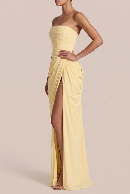 Caluva | Schulterfreies Bodenlanges Abendkleid Mit Schlitz