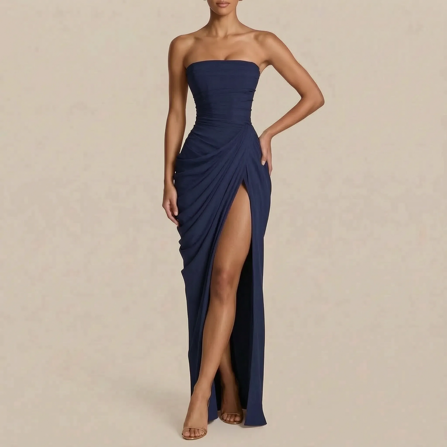 Caluva | Schulterfreies Bodenlanges Abendkleid Mit Schlitz
