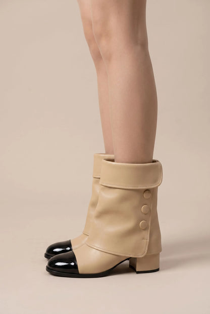 Capstride | Zweifarbige Damenstiefel Mit Blockabsatz