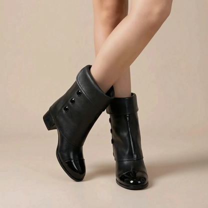 Capstride | Zweifarbige Damenstiefel Mit Blockabsatz