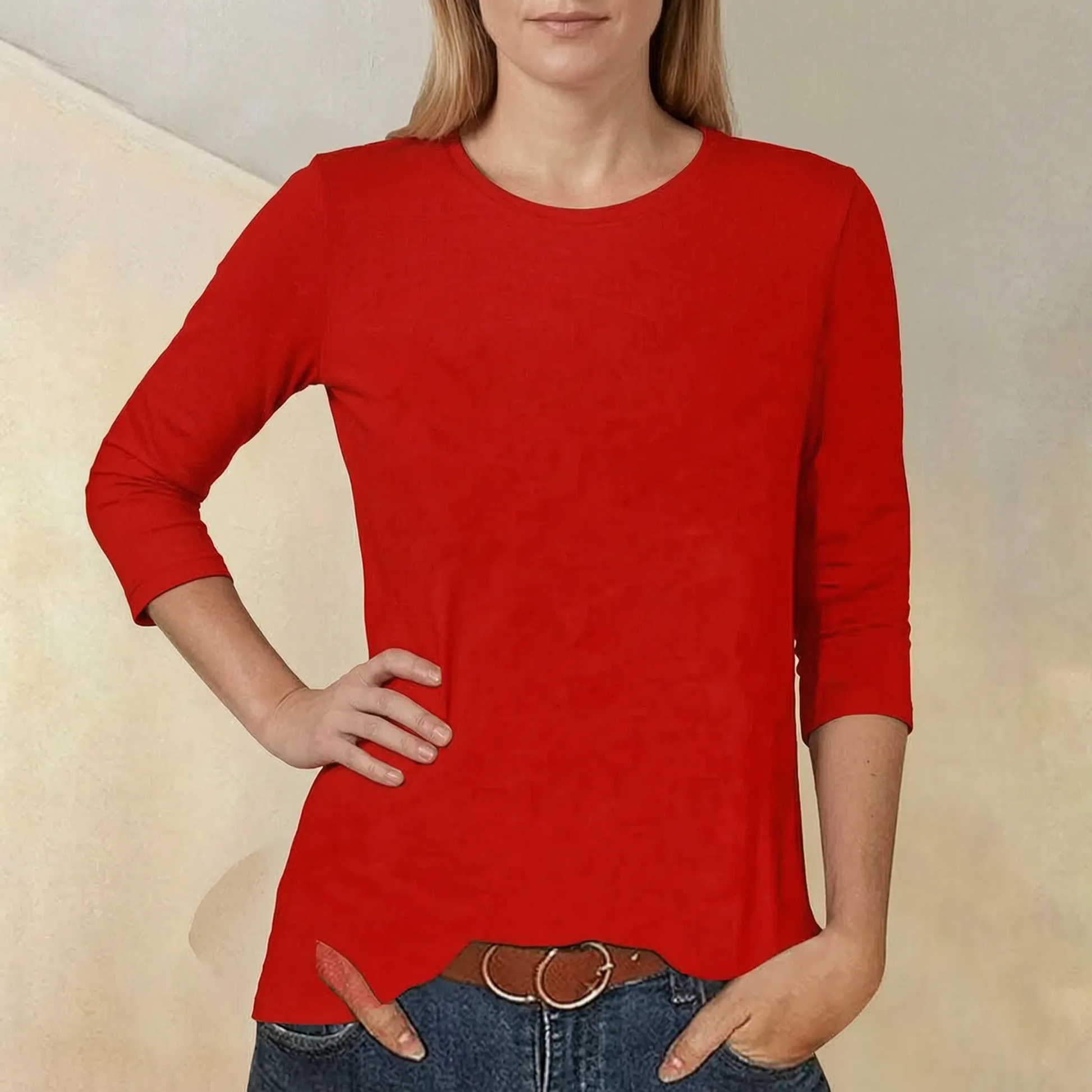 Casulia | Basic Damen Langarmshirt Mit Rundhalsausschnitt