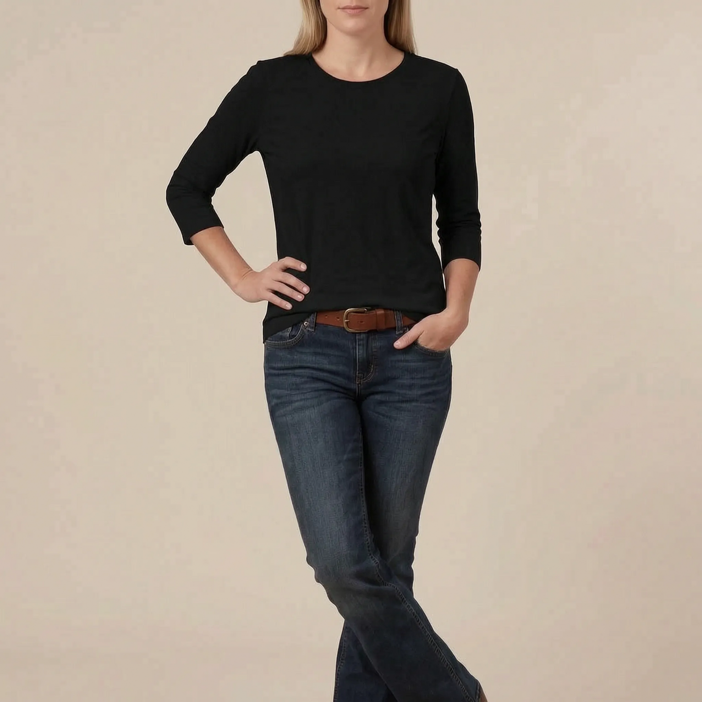 Casulia | Basic Damen Langarmshirt Mit Rundhalsausschnitt
