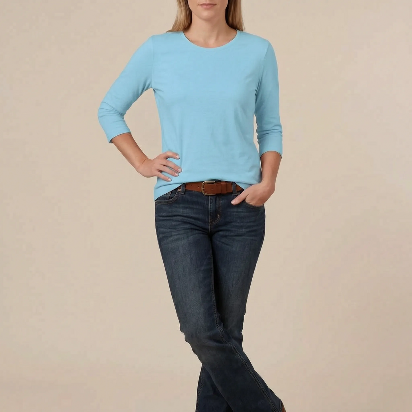 Casulia | Basic Damen Langarmshirt Mit Rundhalsausschnitt