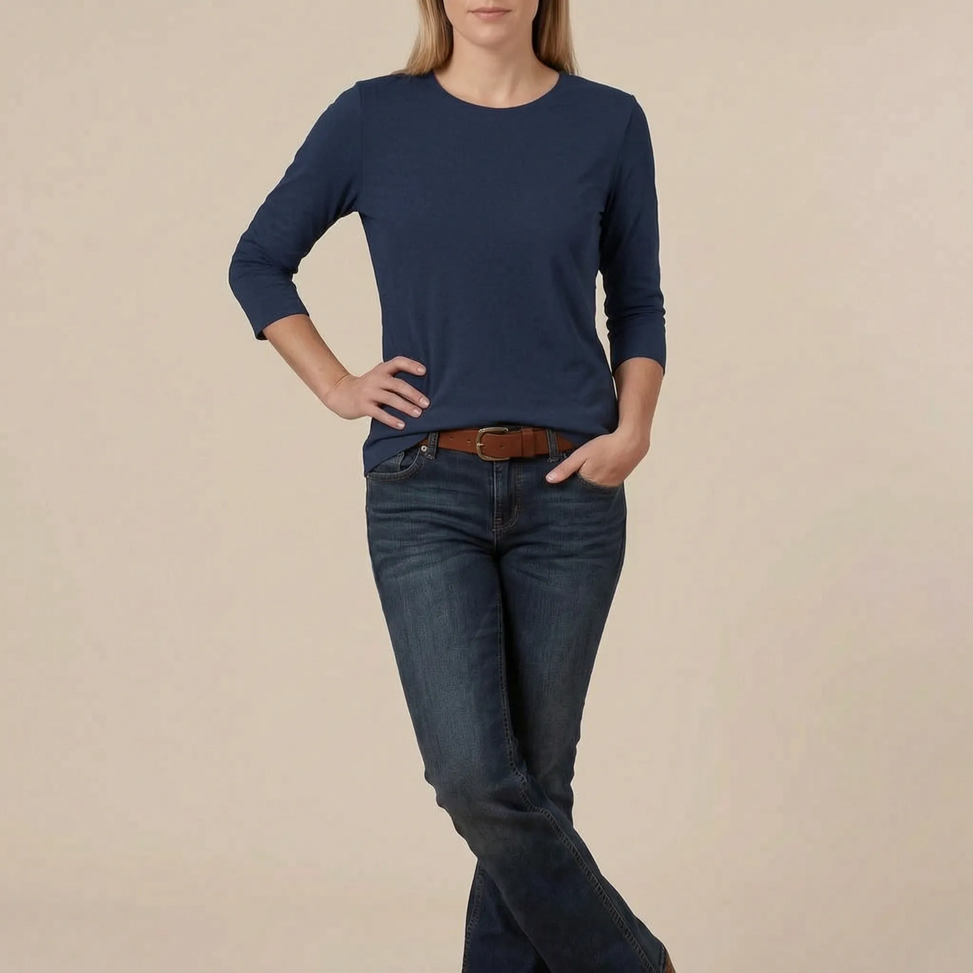 Casulia | Basic Damen Langarmshirt Mit Rundhalsausschnitt