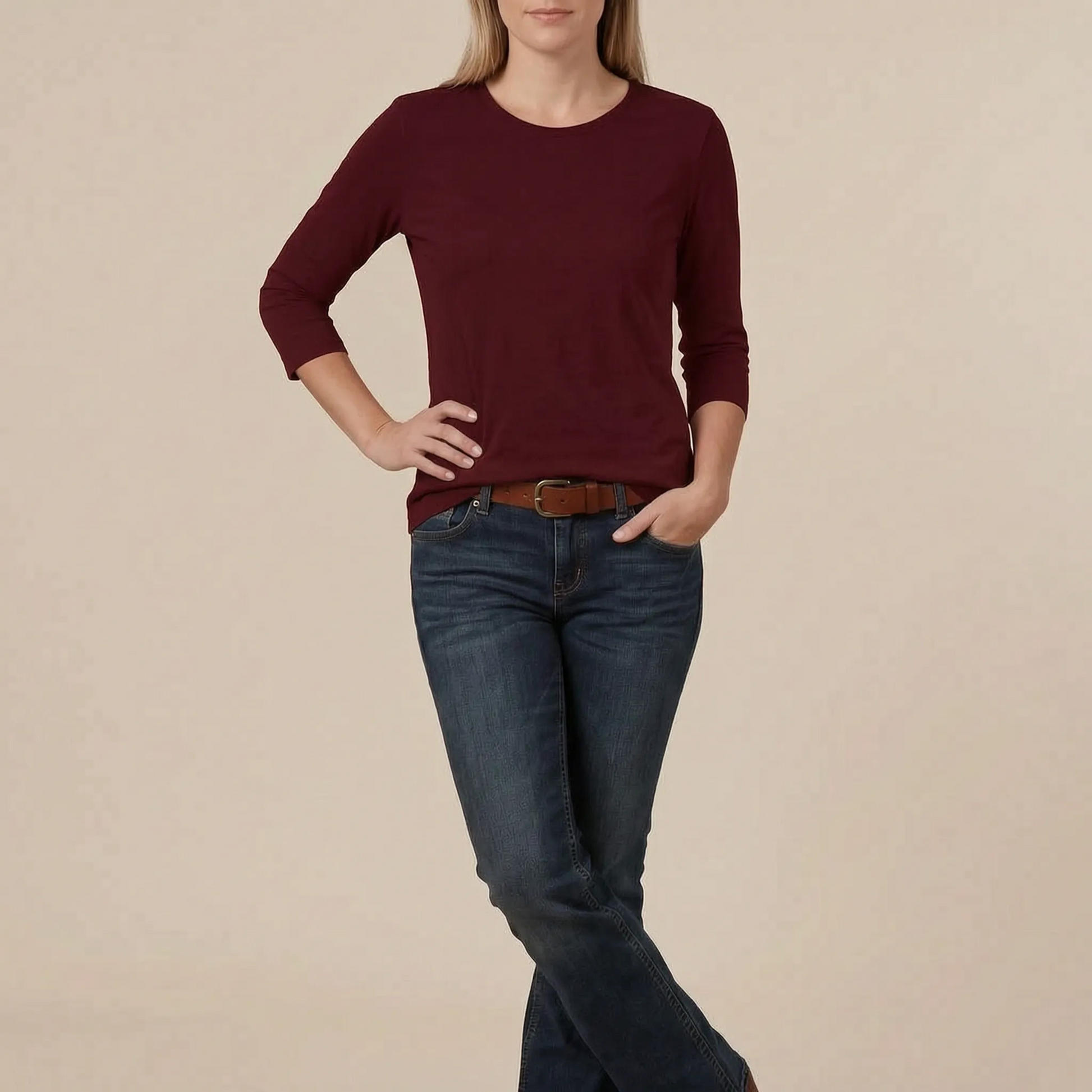 Casulia | Basic Damen Langarmshirt Mit Rundhalsausschnitt