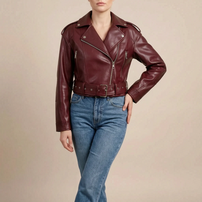 Celeren | Kurze Bikerjacke Mit Asymmetrischem Reißverschluss