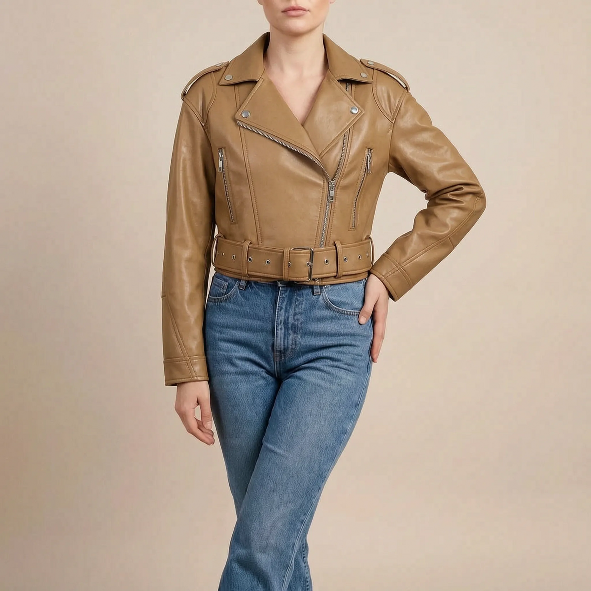 Celeren | Kurze Bikerjacke Mit Asymmetrischem Reißverschluss