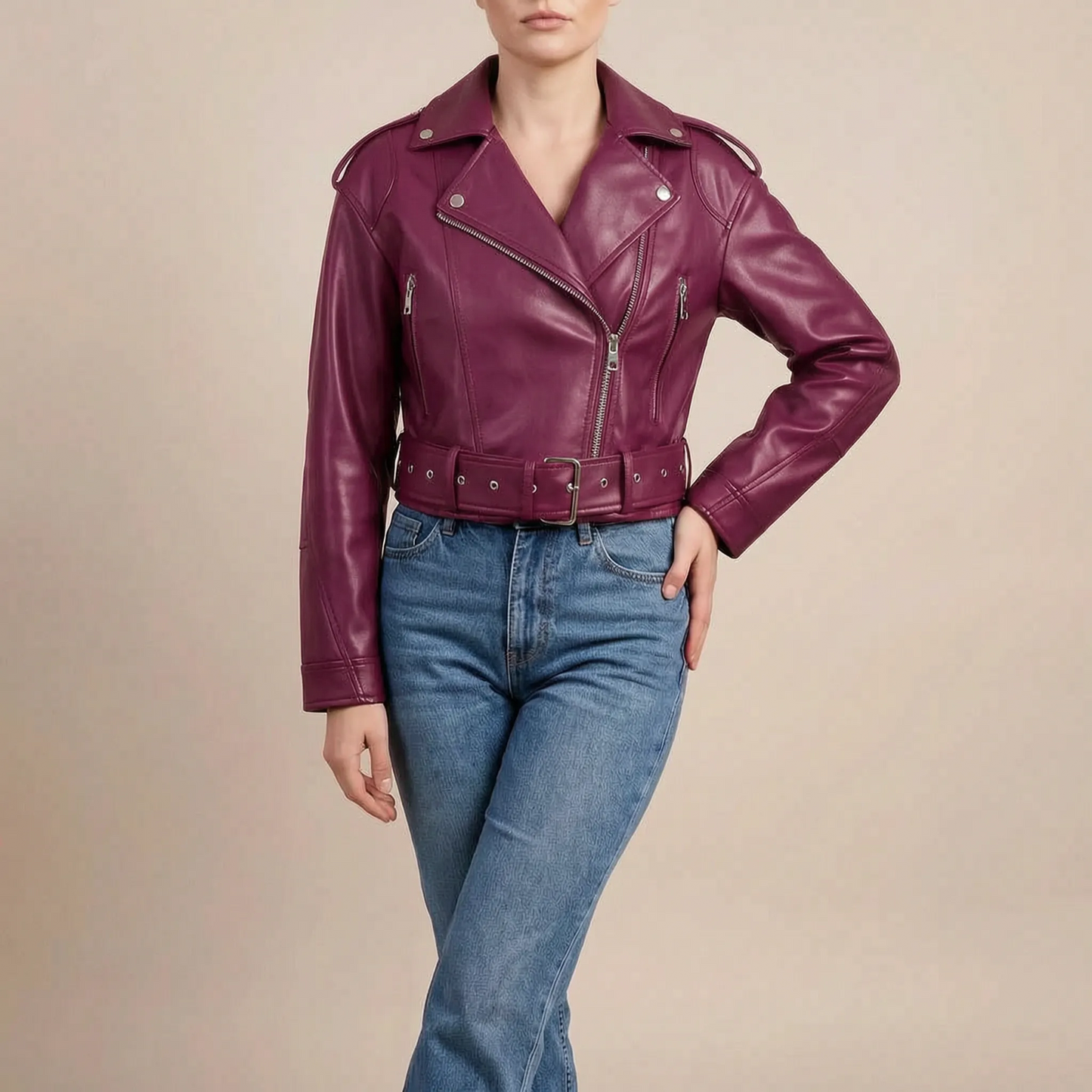 Celeren | Kurze Bikerjacke Mit Asymmetrischem Reißverschluss