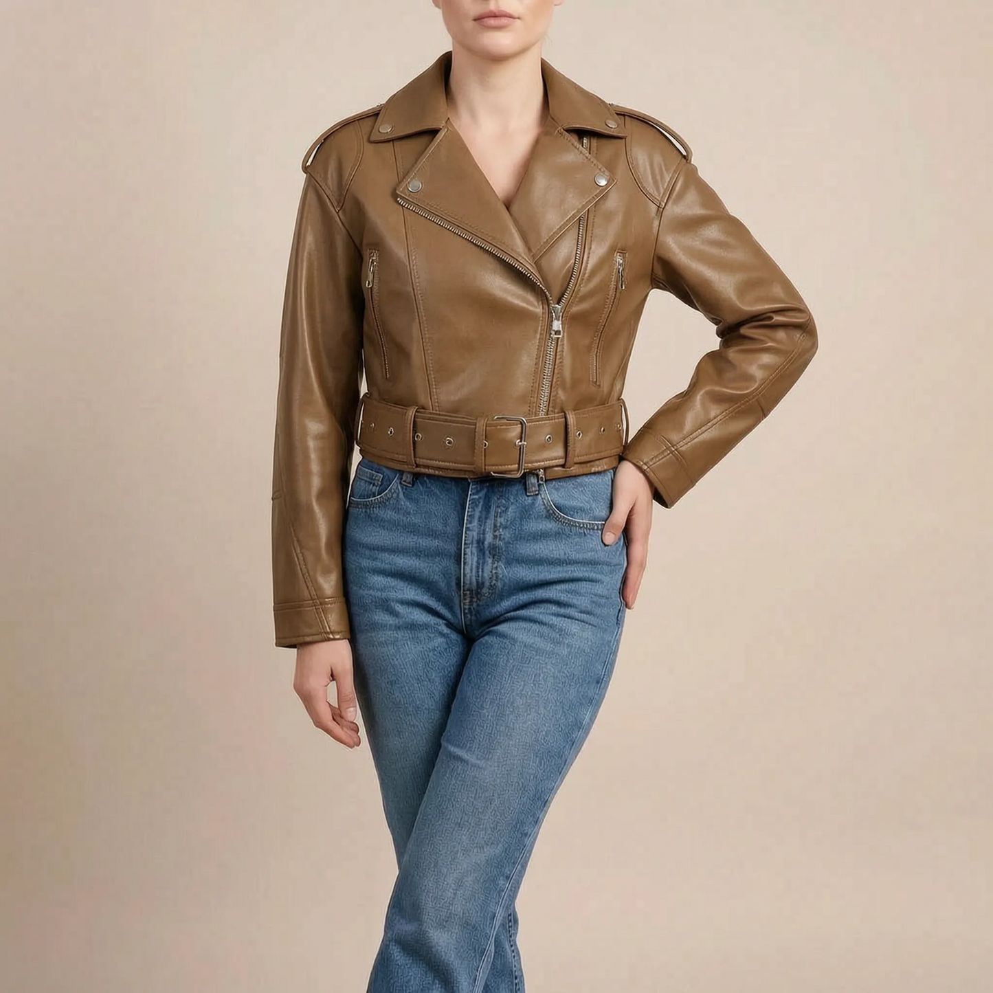 Celeren | Kurze Bikerjacke Mit Asymmetrischem Reißverschluss