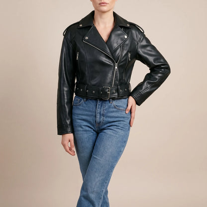 Celeren | Kurze Bikerjacke Mit Asymmetrischem Reißverschluss