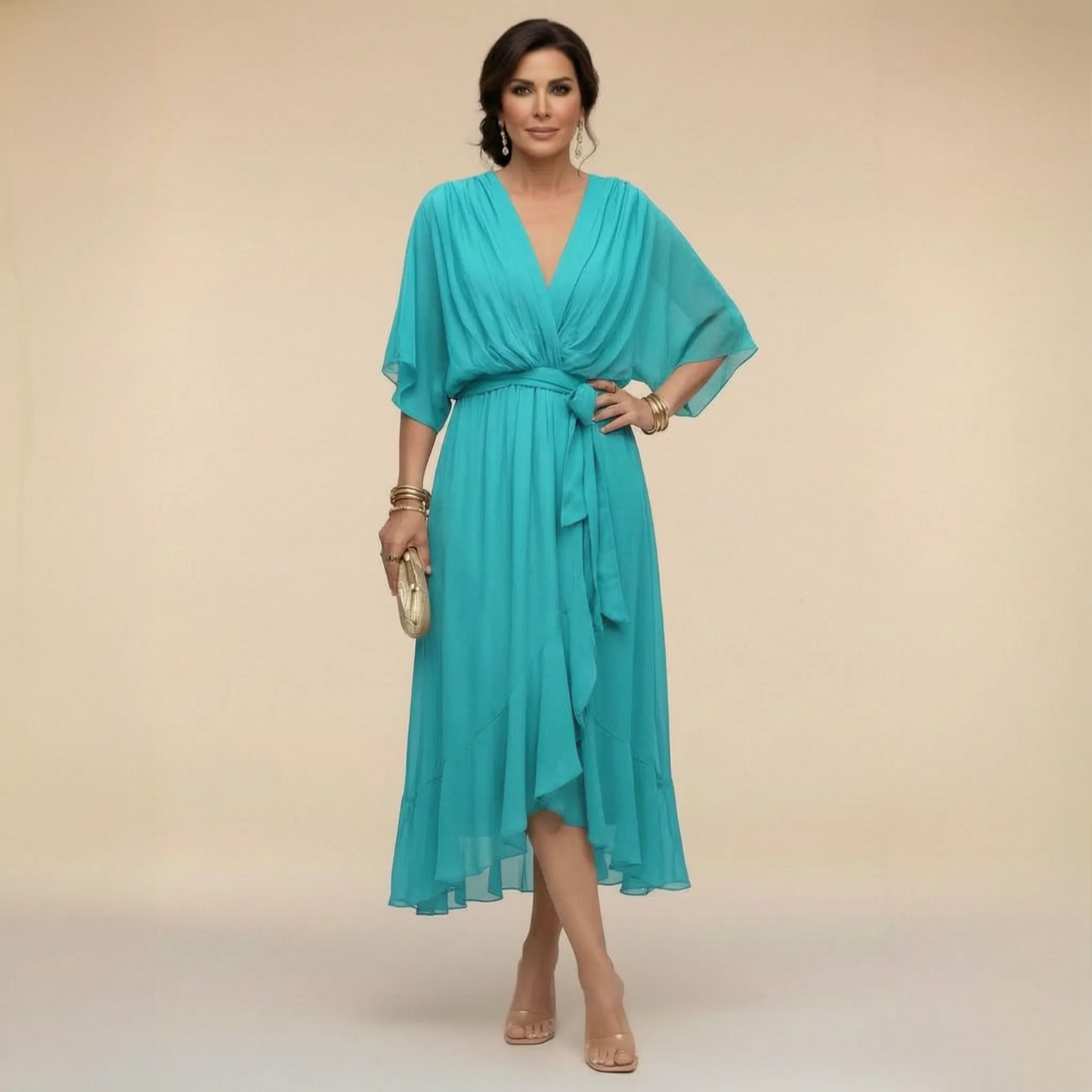 Celesta | Festliches Midikleid Mit Volantsaum