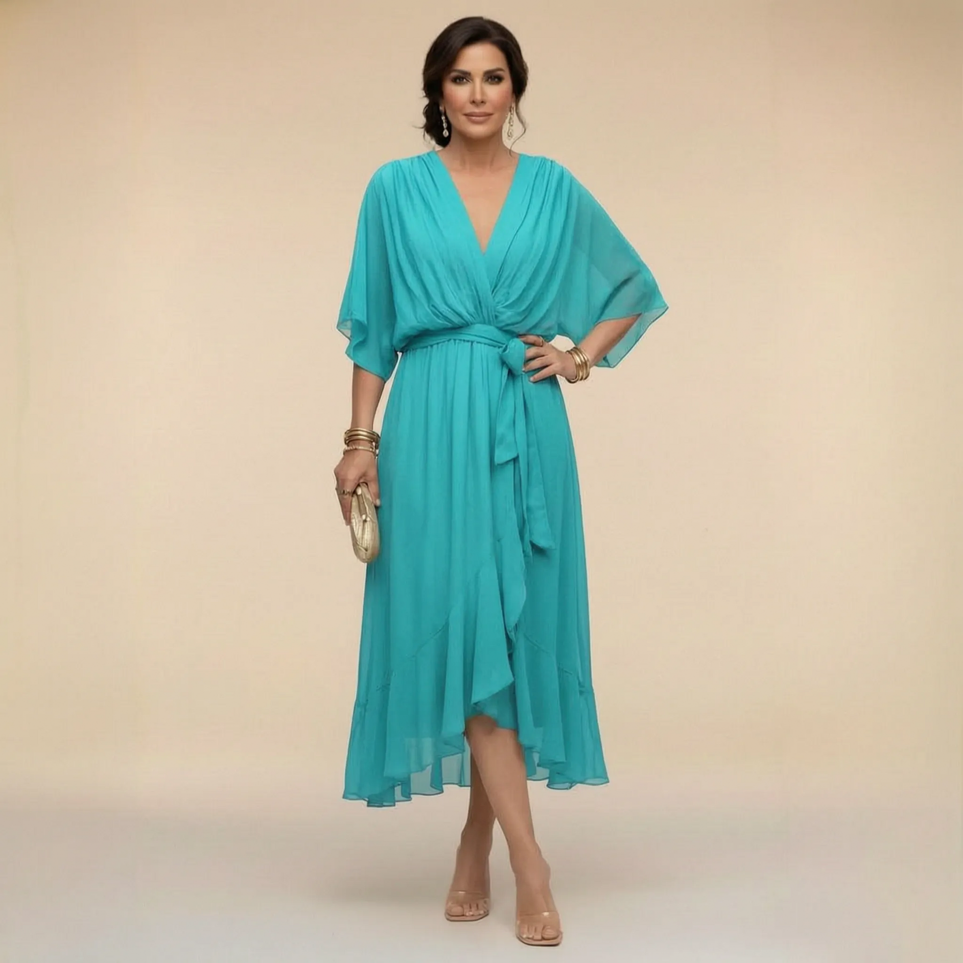 Celesta | Festliches Midikleid Mit Volantsaum