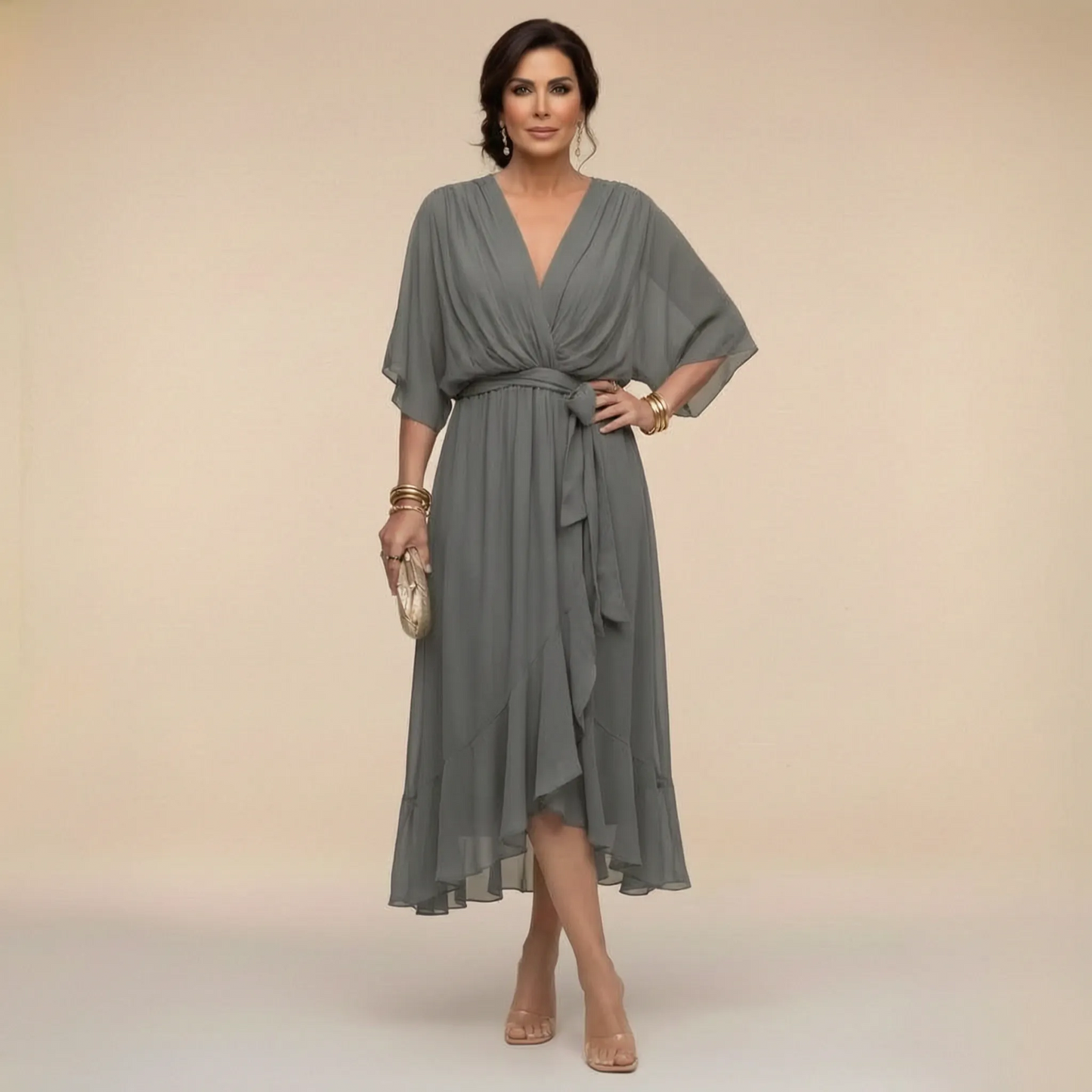 Celesta | Festliches Midikleid Mit Volantsaum