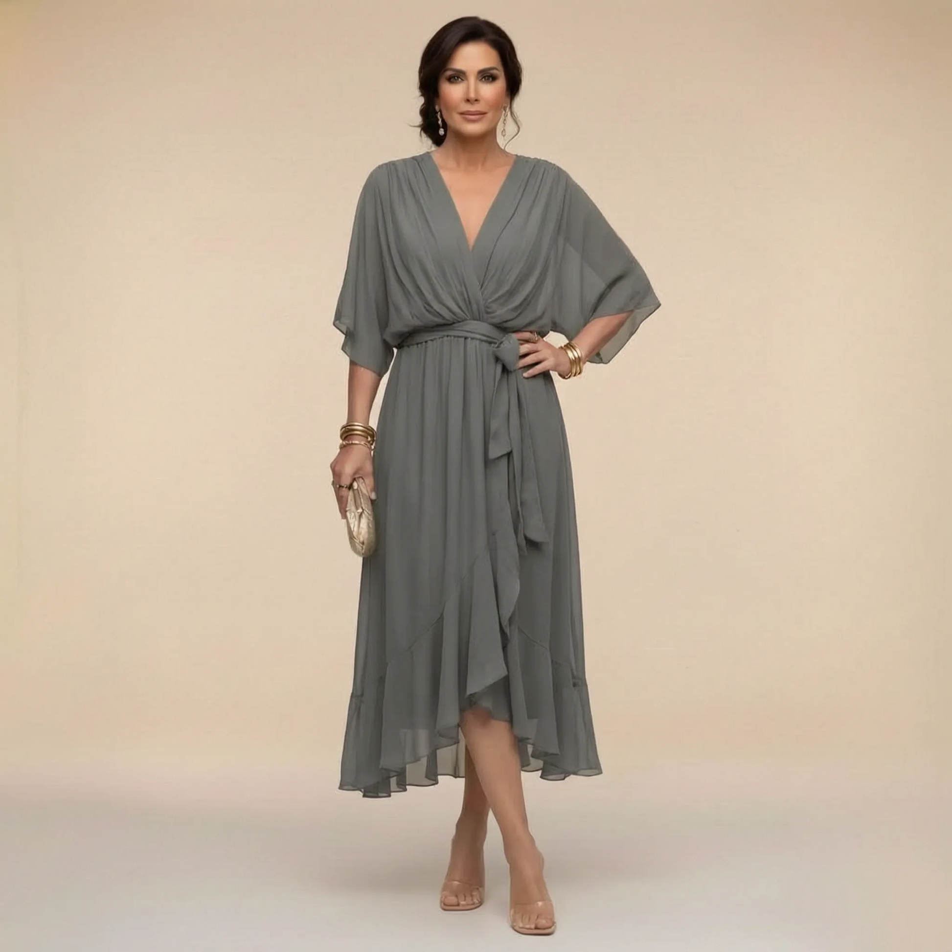 Celesta | Festliches Midikleid Mit Volantsaum