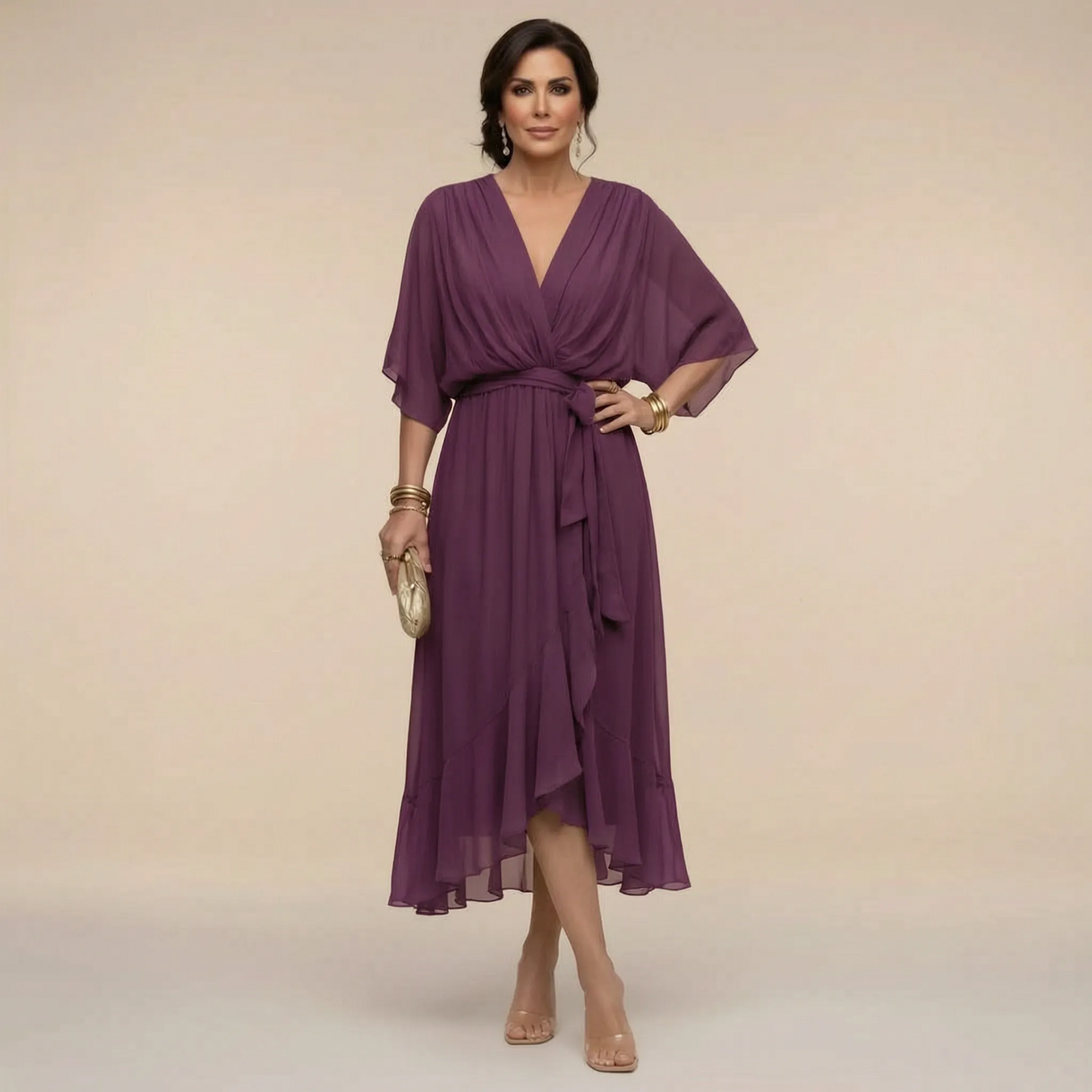 Celesta | Festliches Midikleid Mit Volantsaum