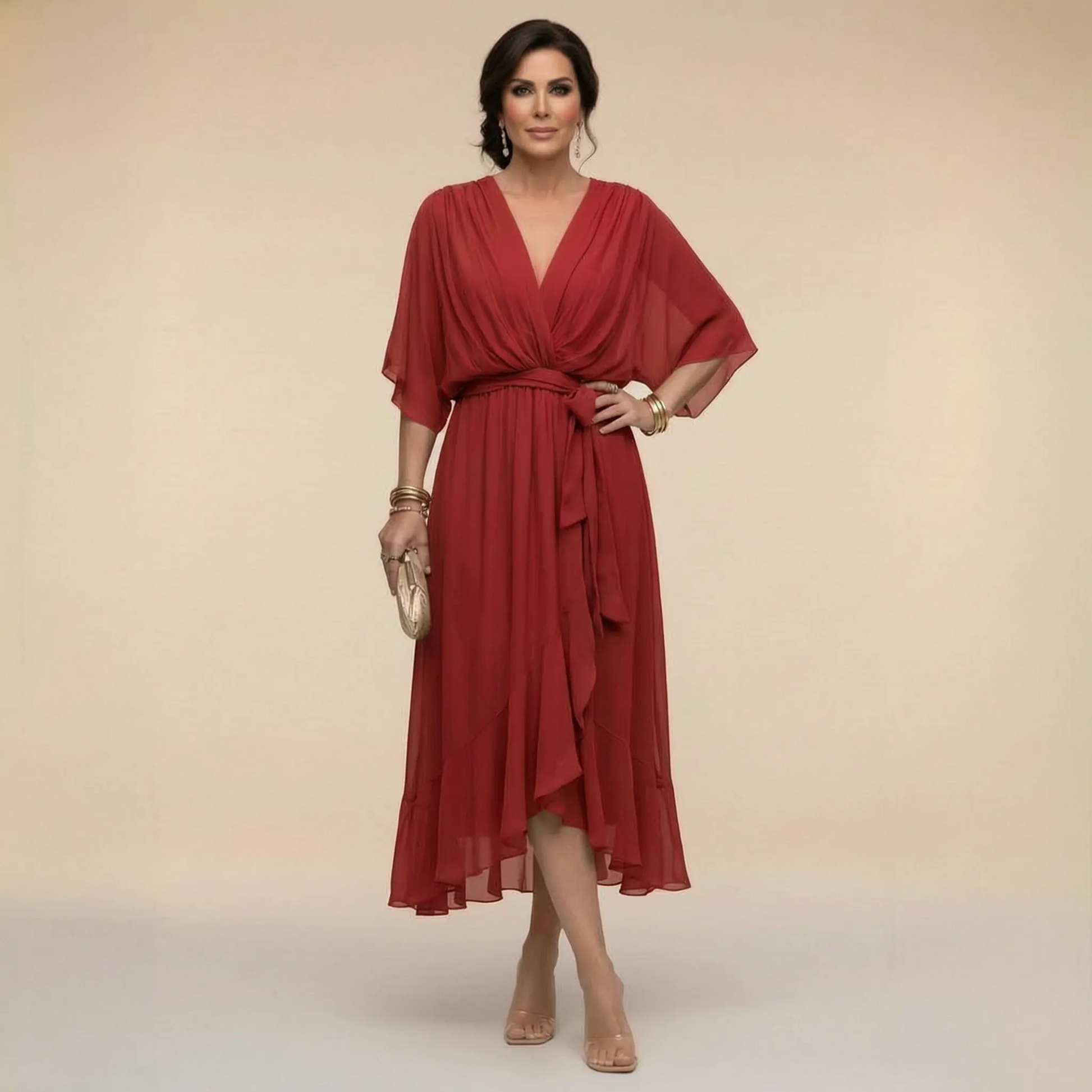 Celesta | Festliches Midikleid Mit Volantsaum