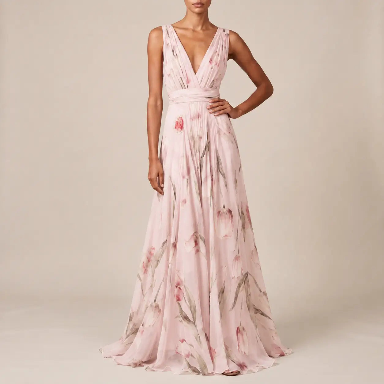 Bloomix | Langes Maxikleid Mit Floralem Tulpenmuster