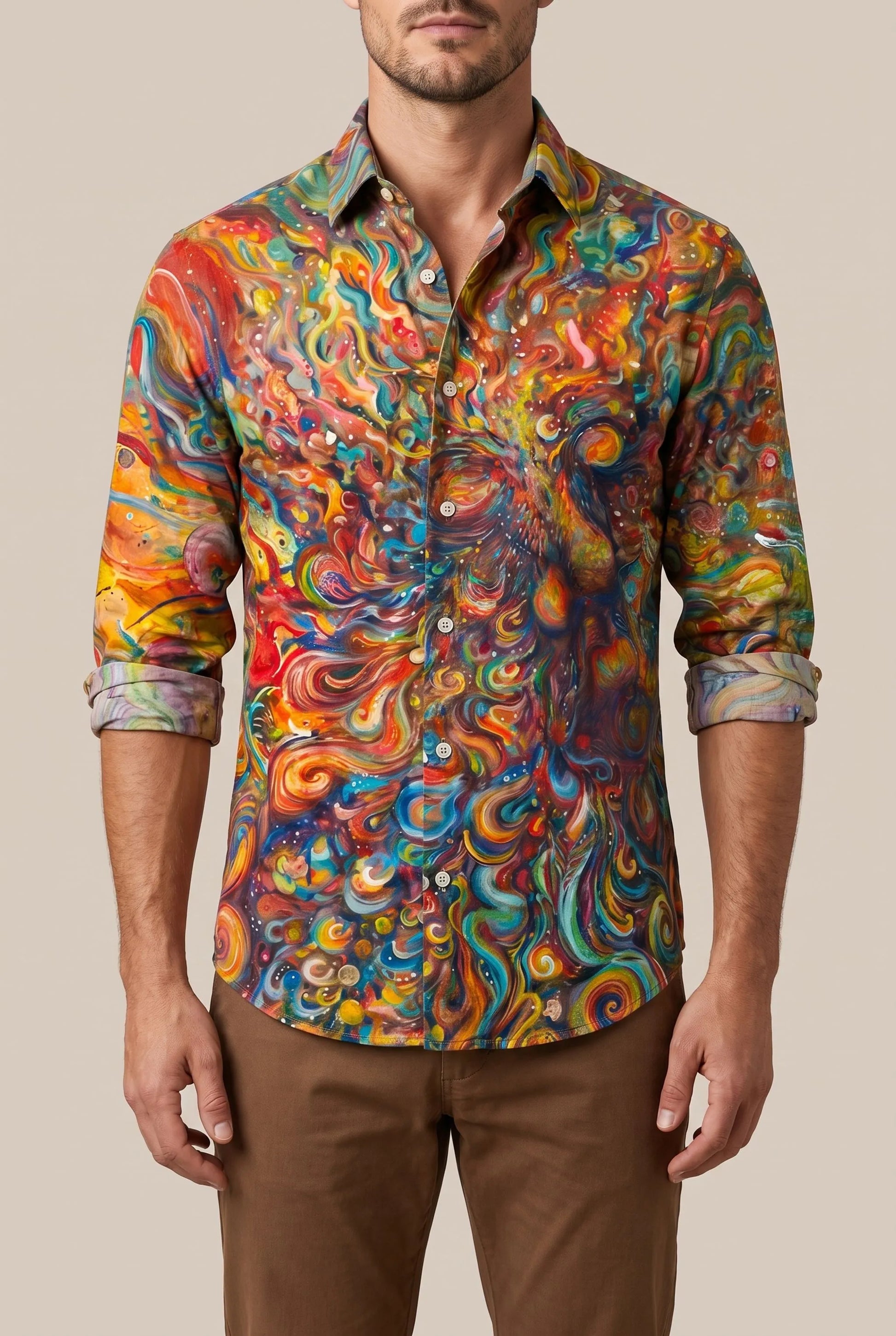 Chromatics | Buntes Herrenhemd Mit Abstraktem Muster