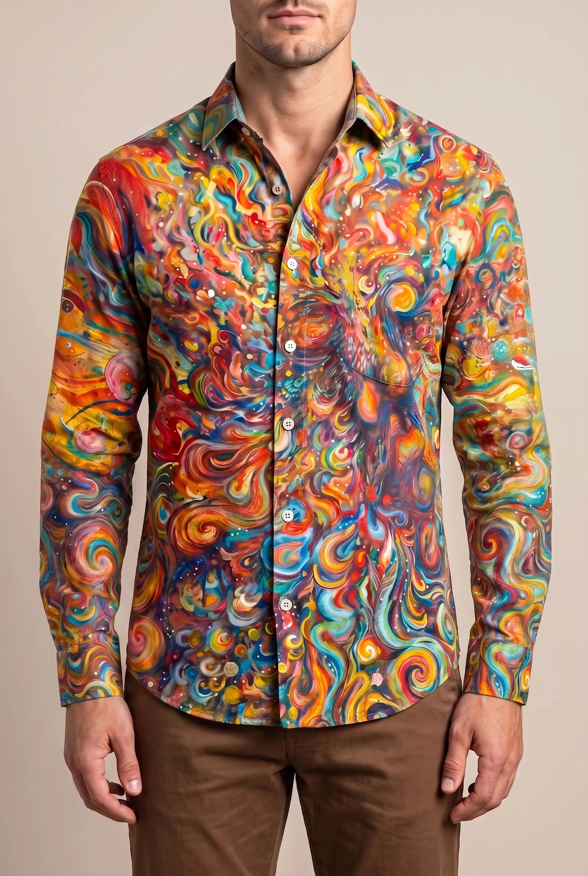 Chromatics | Buntes Herrenhemd Mit Abstraktem Muster