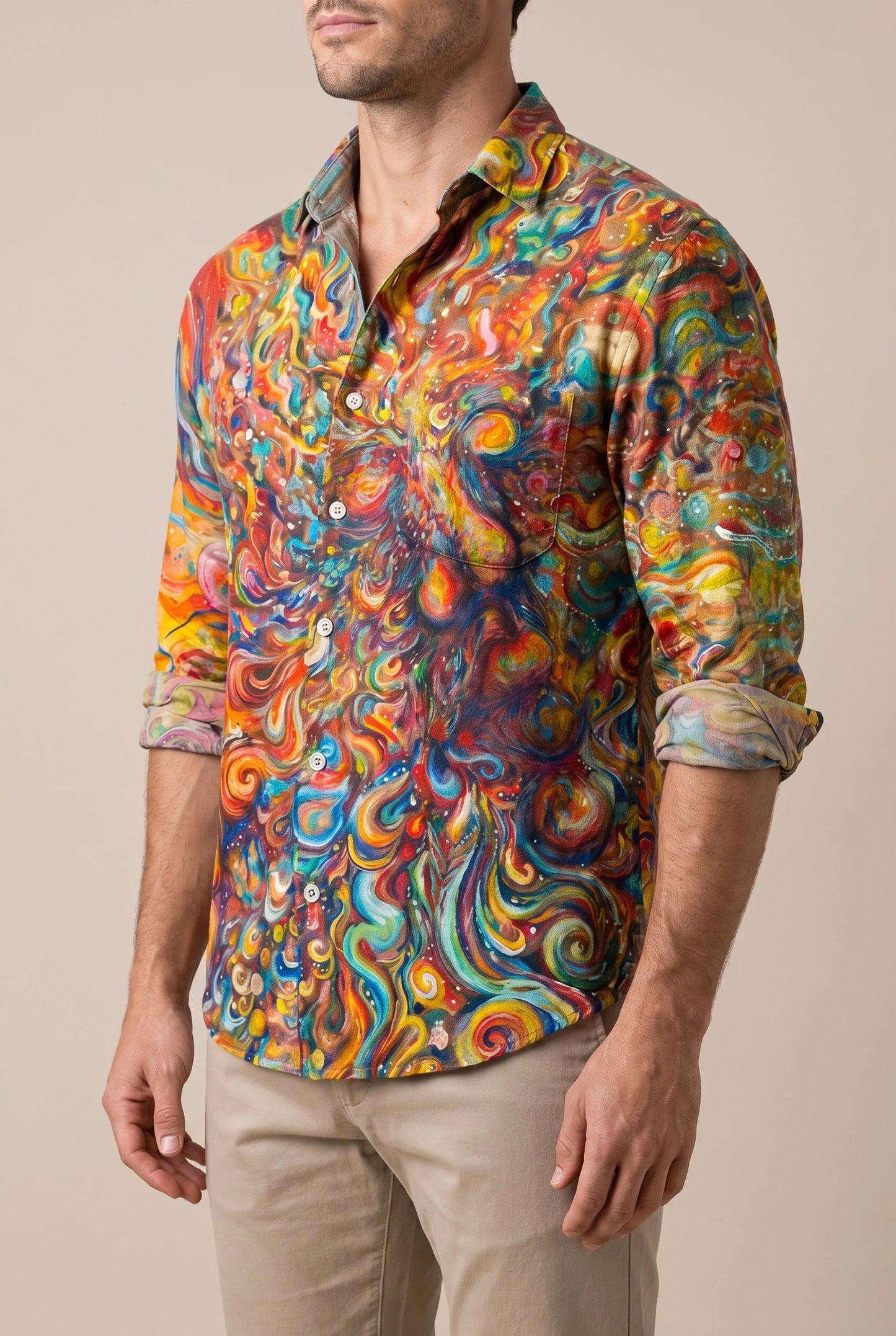 Chromatics | Buntes Herrenhemd Mit Abstraktem Muster